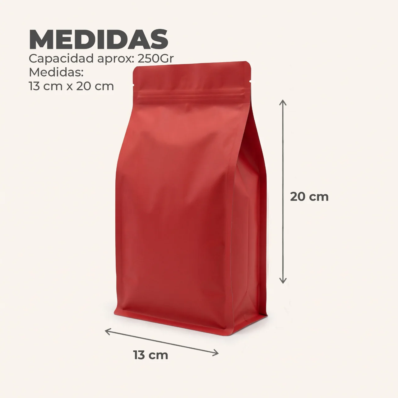 Bolsa para Café 250Gr con Ziplock + Válvula
