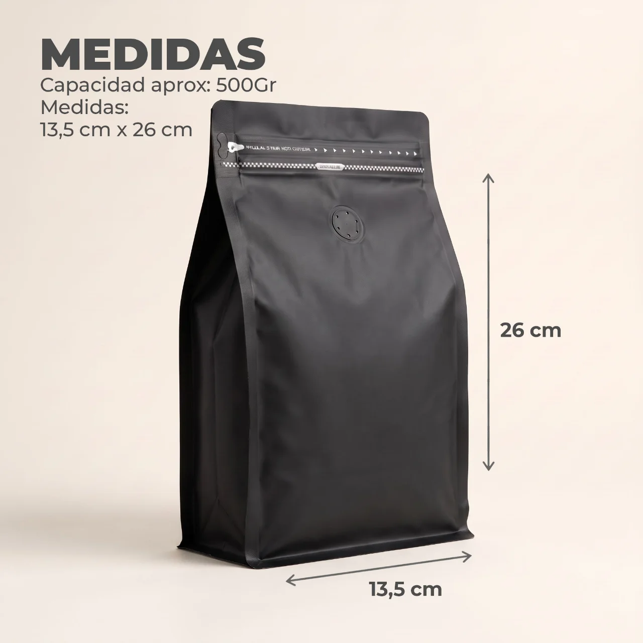 Bolsa para Café 500Gr con Ziplock + Válvula