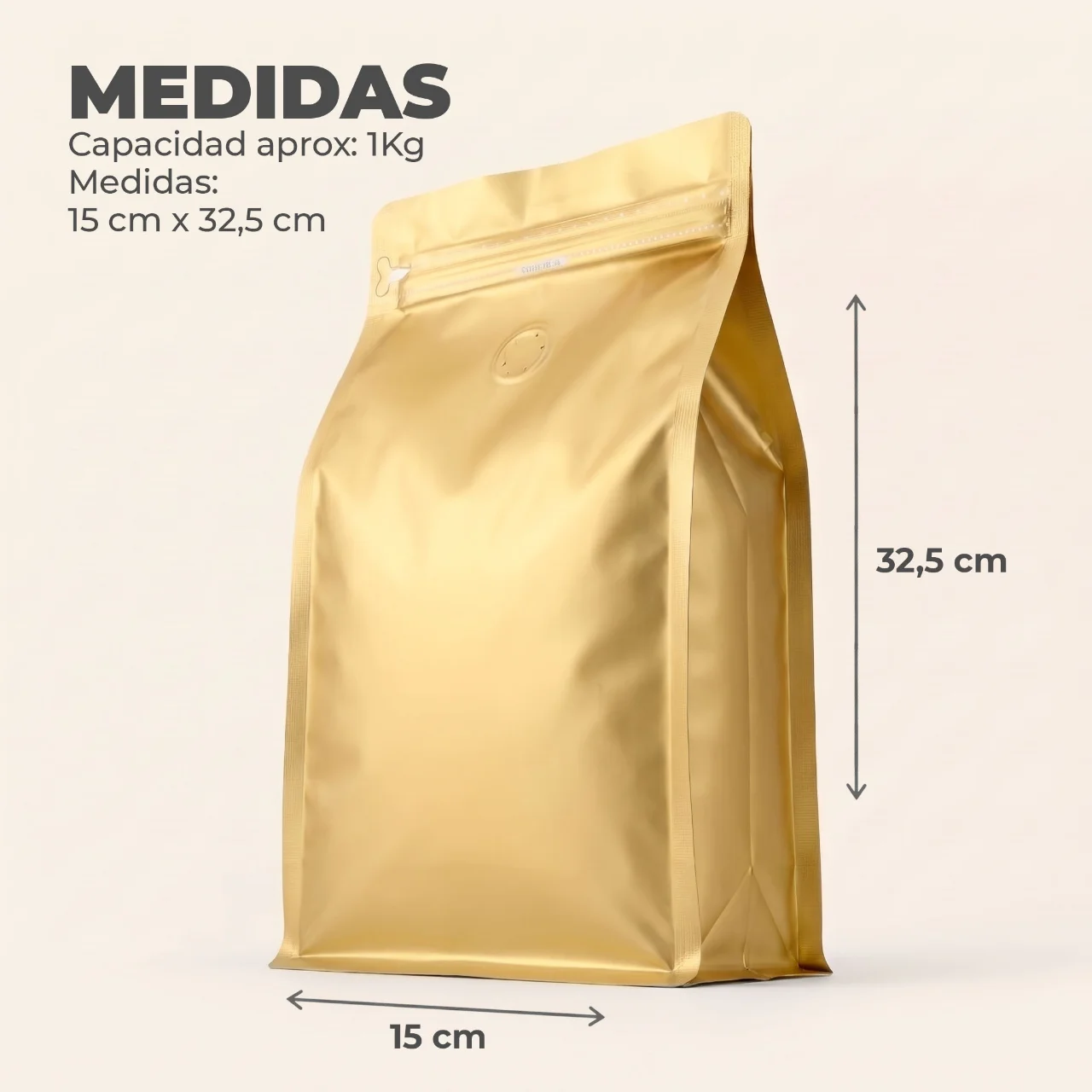 Bolsa para Café 1kg con Ziplock + Válvula